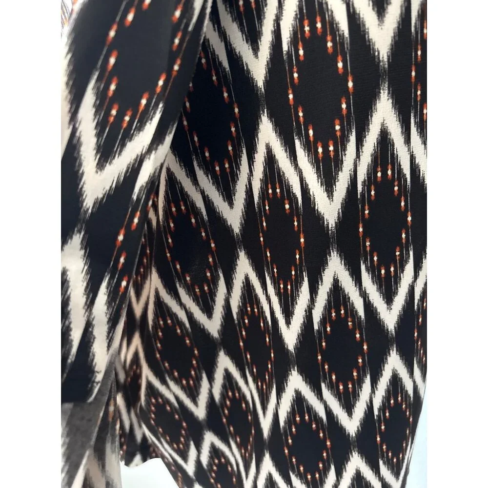NWT Karen Kane Dress Size M Boho Chic Solar Ikat Faux Wrap Gold Sun Brown Black - Picture 12 of 16